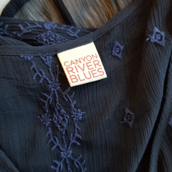 Navy Embroidered Maxi Dress SIZE MEDIUM - Picture 3 of 5